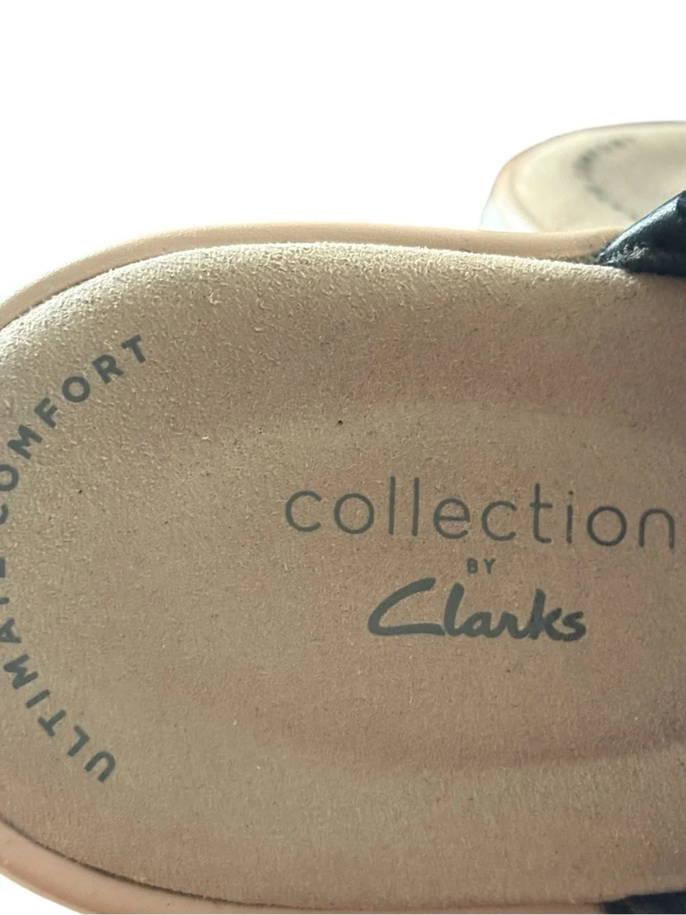 Clarks Black Quilted-Strap Platform Sandals with Cream Sole - Picture 6 of 7
